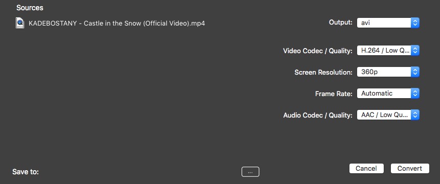 Universal Video Converter : Advanced Options