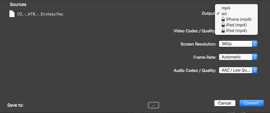 Universal Video Converter : Output Options