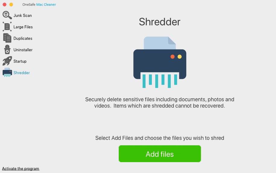 OneSafe Mac Cleaner 2.1 : Shredder