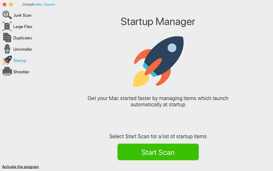 OneSafe Mac Cleaner 2.1 : Start up manager
