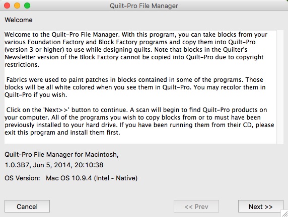 Quilt-Pro File Manager 1.0 : Main window