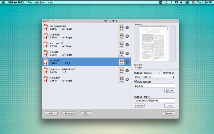 PDF to PPTX - Microsoft Powerpoint Edition 1.2 : Main window