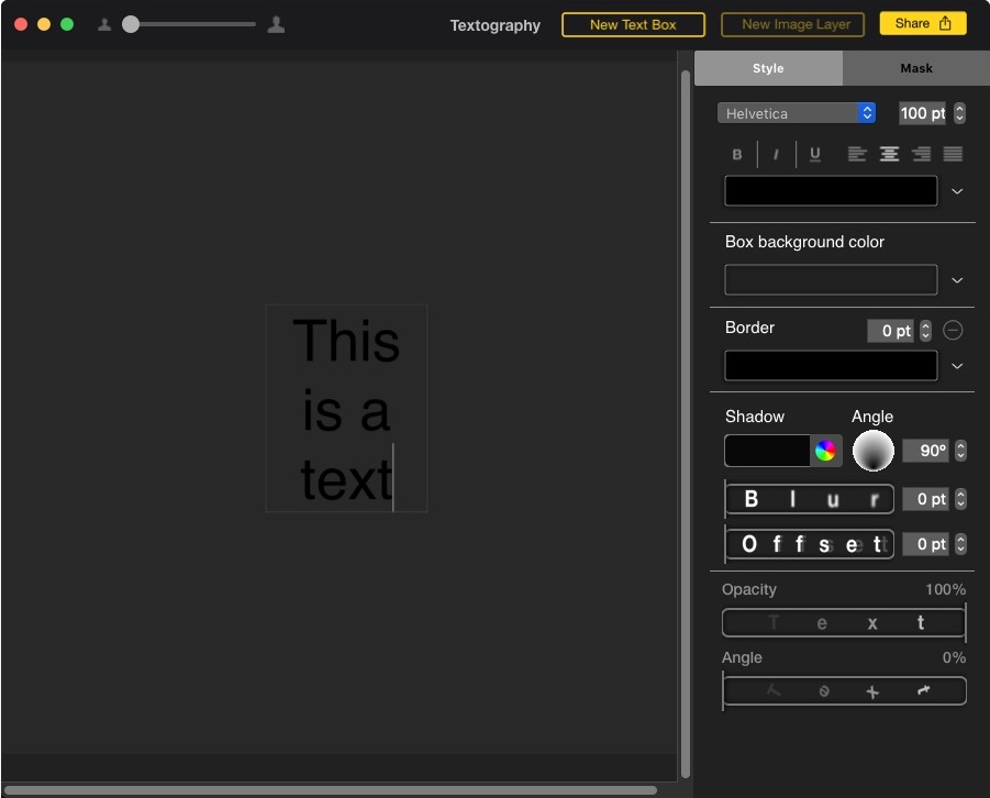 Textography 1.0 : Main Screen 