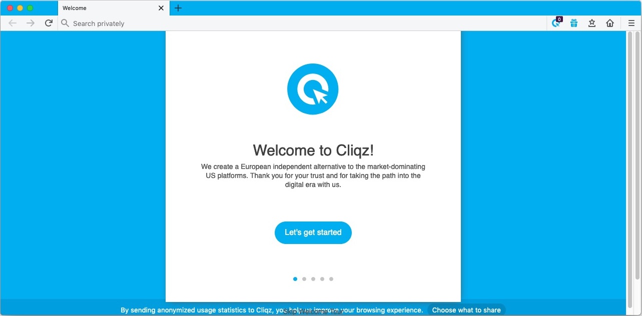 CLIQZ 1.3 : Welcome Screen 