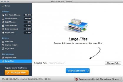 Large Files Window