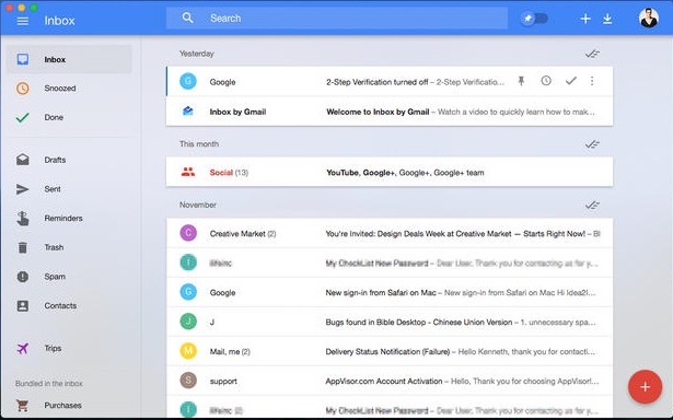 QuickBox for Google Inbox 1.1 : Main window