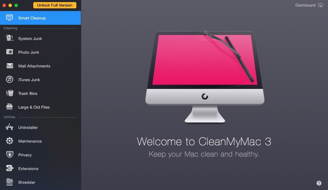 CleanMyMac 3.5 : Welcome Window