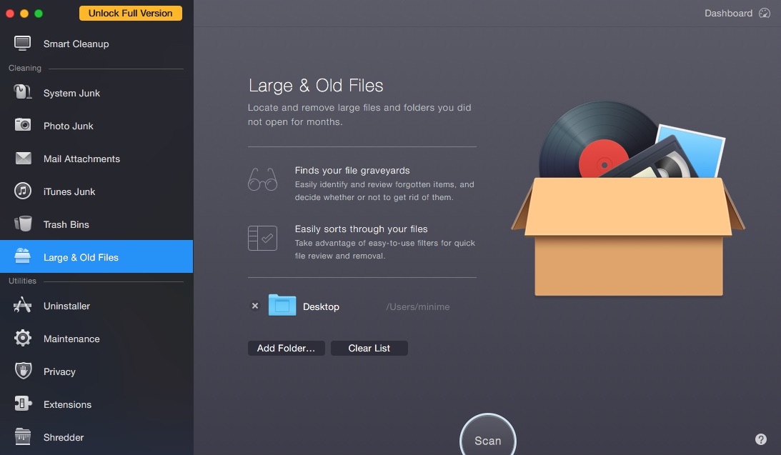 CleanMyMac 3.5 : Large & Old Files