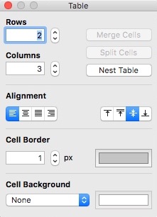 1Doc 1.0 : Configuring Table Settings