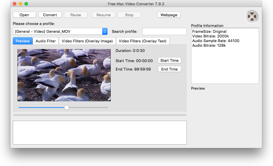 Free Mac Video Converter 7.9 : Main Window