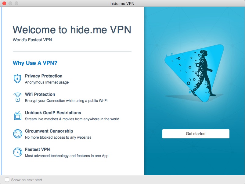 hide.me VPN 1.0 : Main window