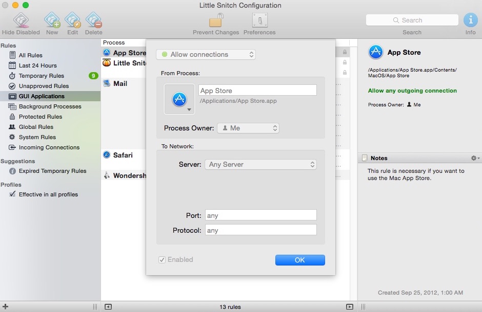 Little Snitch 3.7 : Configuring App Rules Settings