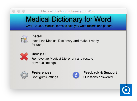 Medical Spelling Dictionary for Word 1.0 : Main window