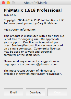 PhiMatrix Pro 1.6 : About