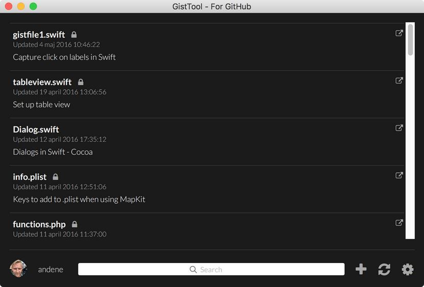 GistTool 1.0 : Main Window