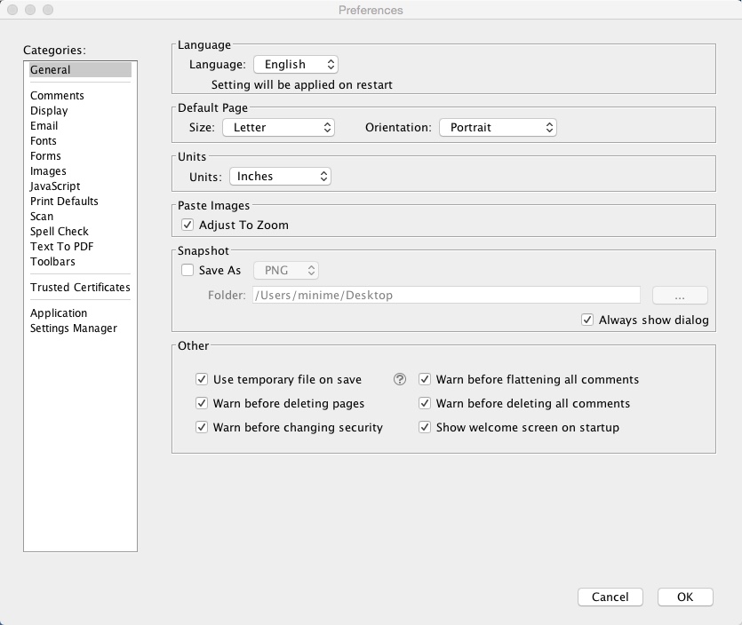 PDF Studio 11.0 : Preferences Window