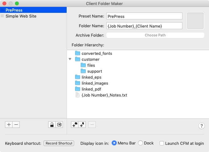 Client Folder Maker 5.0 : Prepress Preset