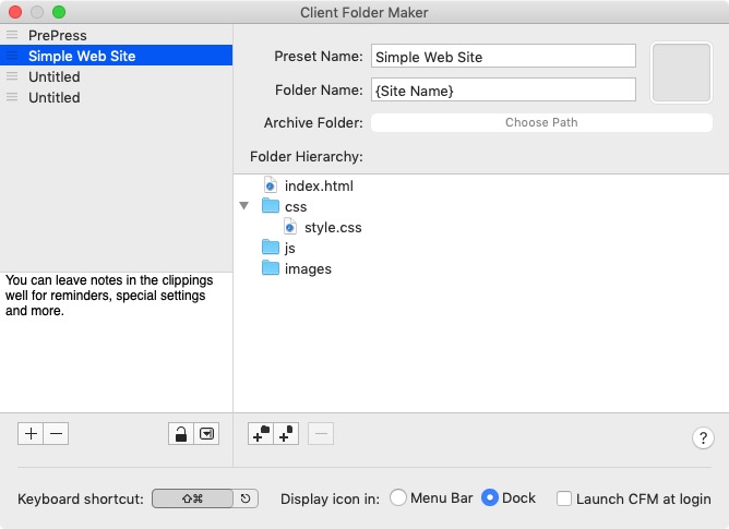 Client Folder Maker 5.0 : Show Preset Description