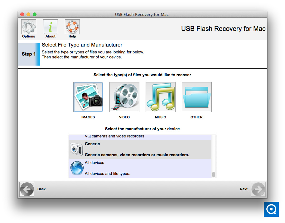 USB Flash Recovery 5.1 : Main window