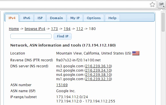 IP Address and Domain Information 3.3 : Main window