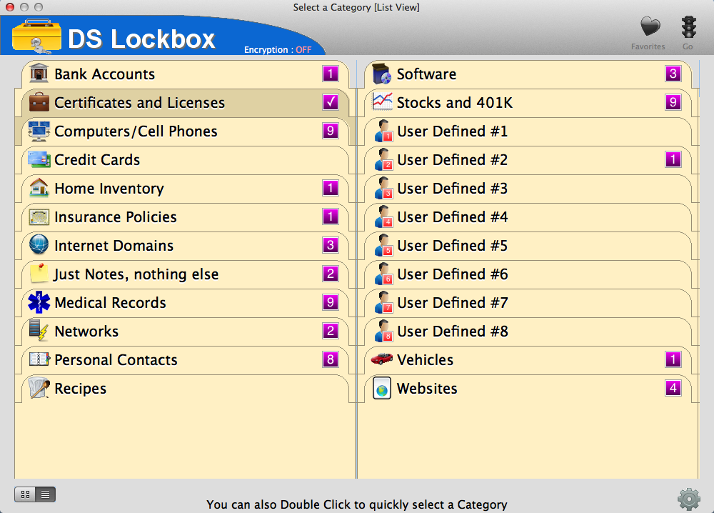 DS Lockbox 1.8 : Main window