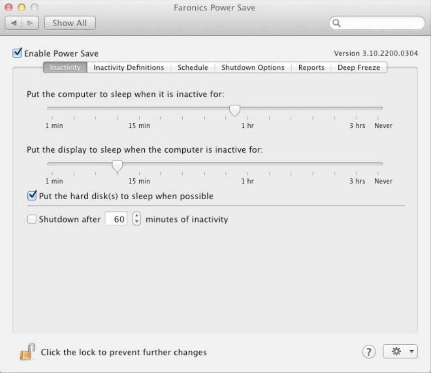 Power Save Mac 3.5 : Main window