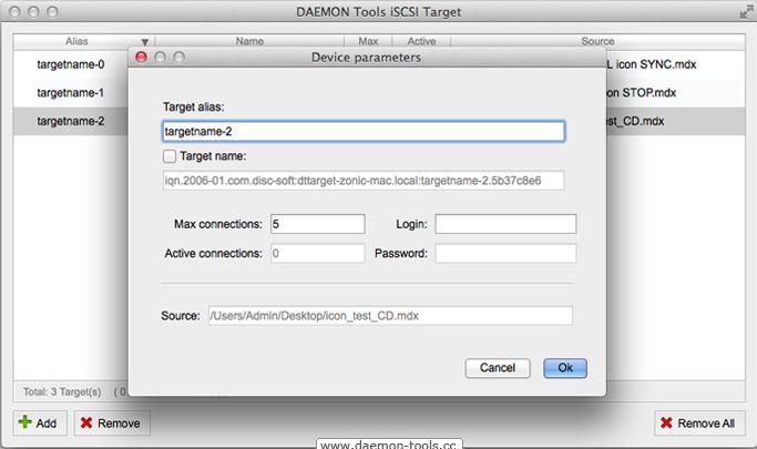 DAEMON Tools iSCSI Target 2.0 : Main window
