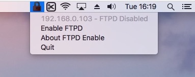 Lion FTPD Enable 1.3 : Main window