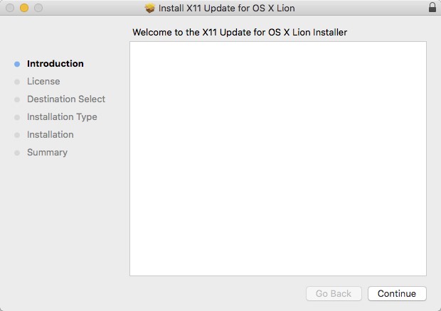 Apple X11 Update 2.6 : Install Window