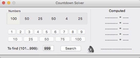 Countdown Solver 2.5 : Main Window