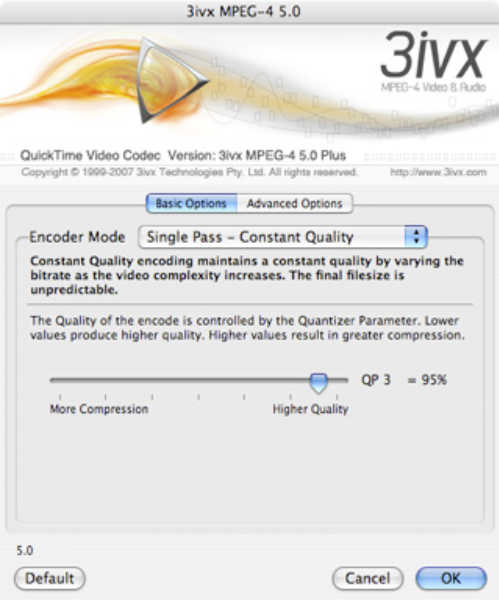 3ivx MPEG-4 5.0 : Main Window