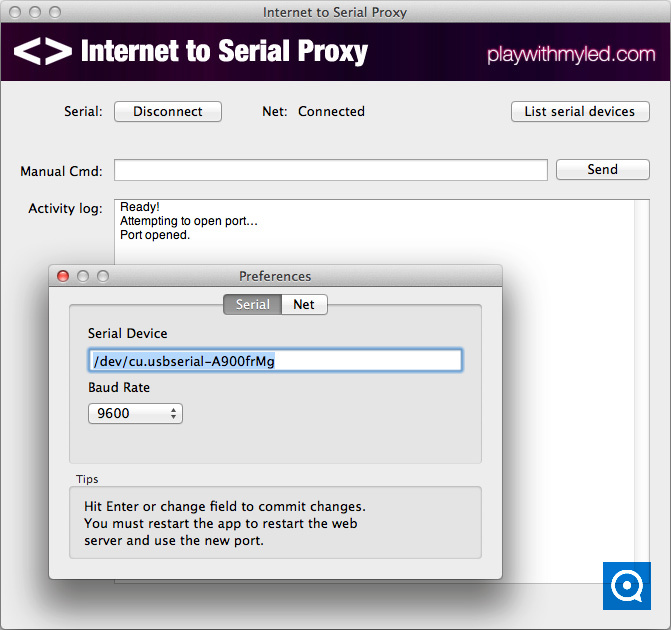Internet to Serial Proxy 03 : Internet to Serial Proxy version 03 Screenshot