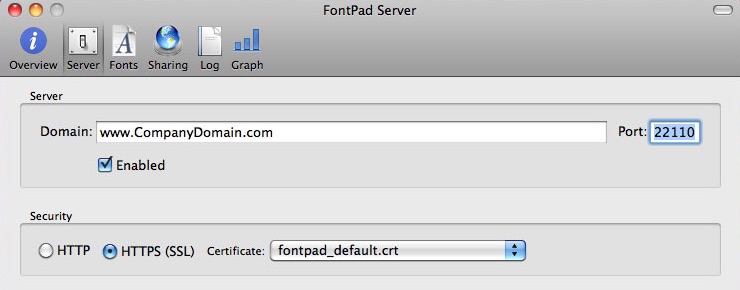 FontPad Server 1.0 : Main window