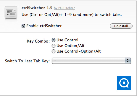 ctrlSwitcher Safari Extension 1.6 : Main window