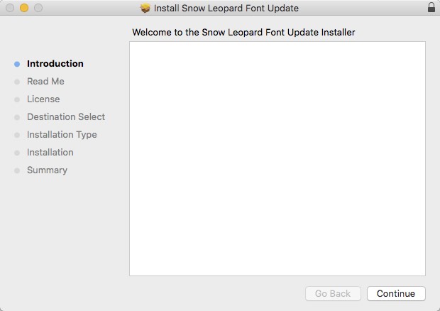 Apple Snow Leopard Font Update 1.0 : Main Window