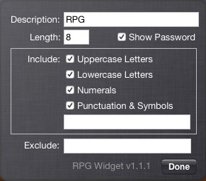 RPG Widget Edition 1.1 : About Window