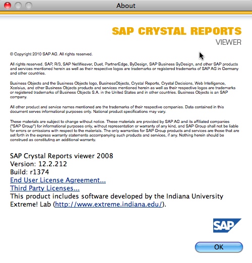 Crystal Reports Viewer 2008 12.2 : Main window