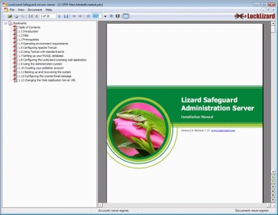 LockLizard Safeguard Viewer 2.5 : Main interface