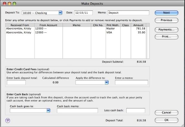 Learning QuickBooks 1.0 : Main interface