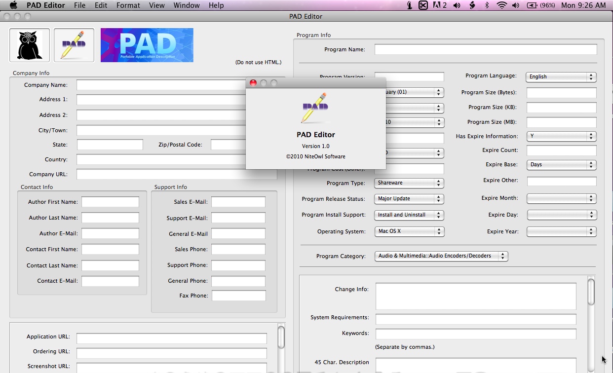 PAD Editor 1.0 : Main window