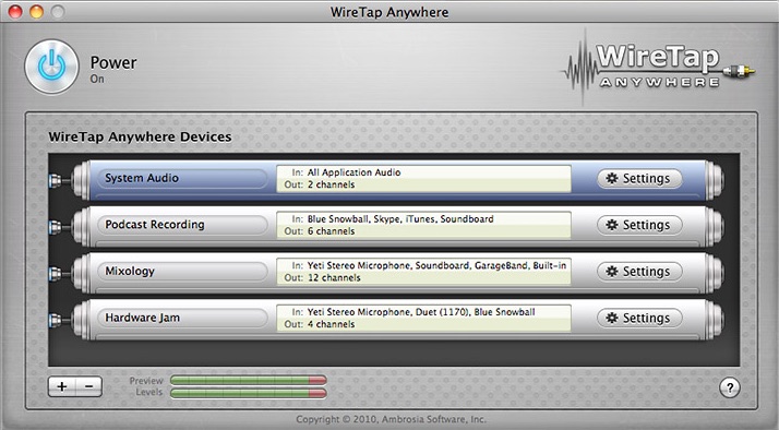 WireTap Anywhere 2.0 : Main window