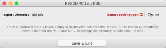 REX2MPC Lite 500 1.0 : Main Window