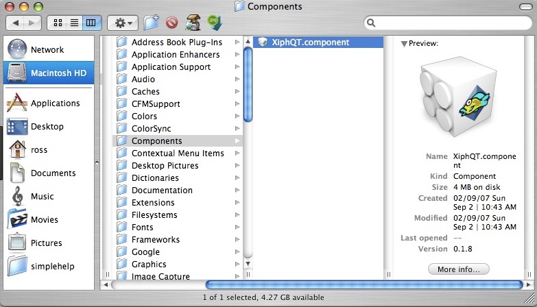 Xiph QuickTime Components 0.1 : Main window