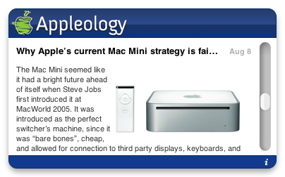 Appleology Widget 1.0 : Main Window