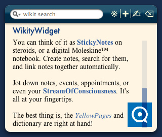 WikityWidget 1.5 : Main window