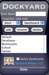 Dockyard Widget 1.0 : Main window