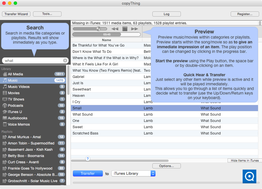 iPod Free File Sync 2.3 : Main window