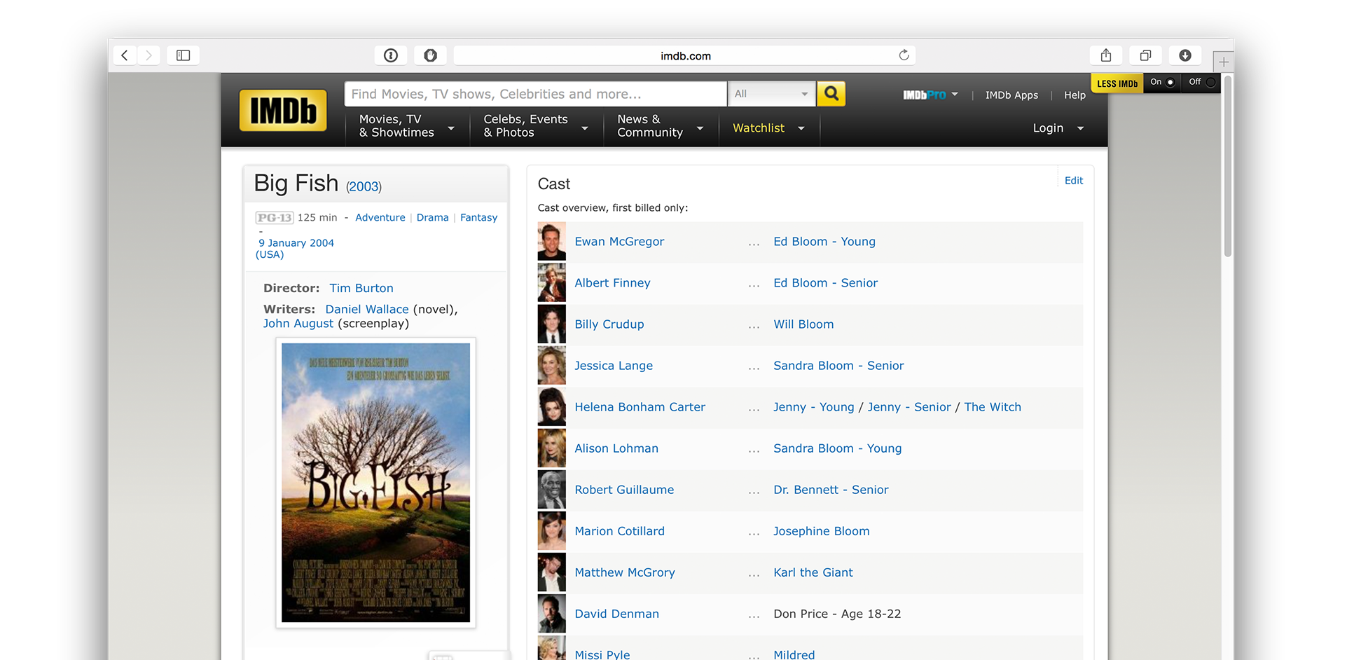 Less IMDb Safari Extension 1.0 : Main Window