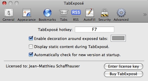 TabExpose 2.3 : Main window