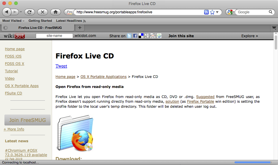 Firefox Live CD 3.6 : Main Window